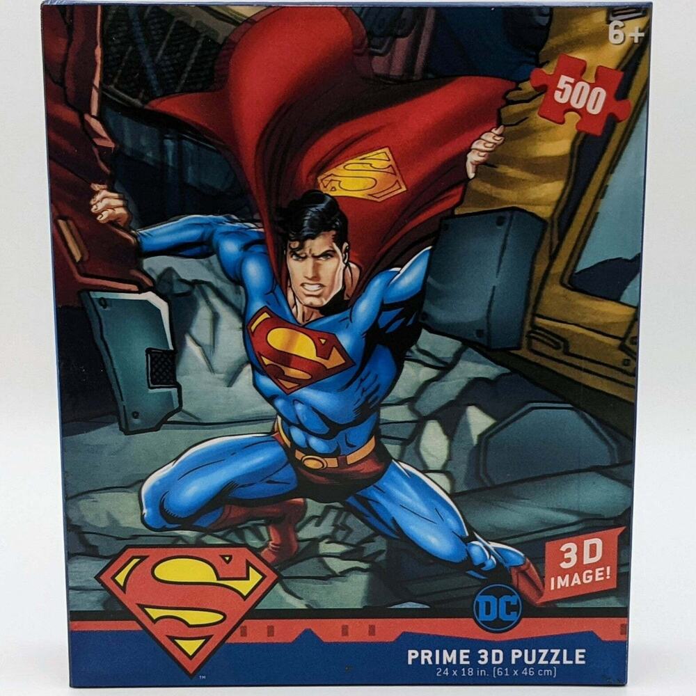 Superman Prime 3D 500 Piece Puzzle 24x18" Lenticular Prime 3D Brand New Sealed